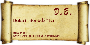 Dukai Borbála névjegykártya